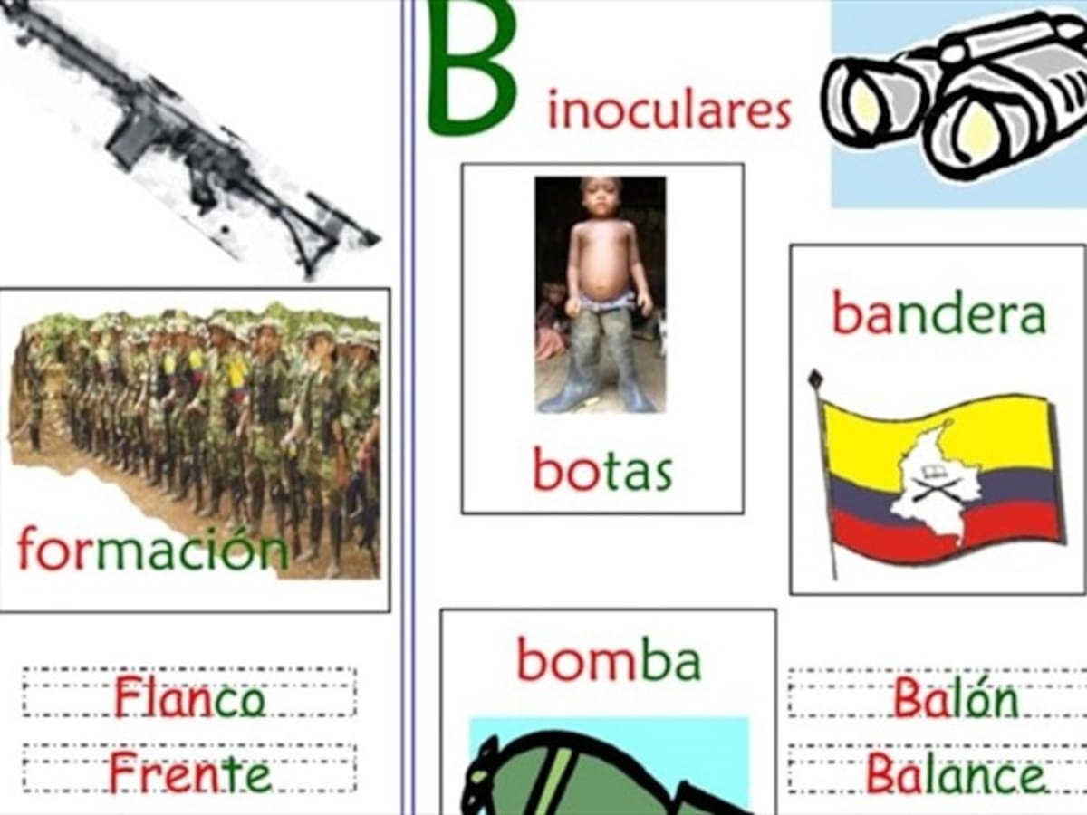 F de “fusil” y B de “bomba”: la cartilla con la que las Farc “educaban” a niños reclutados