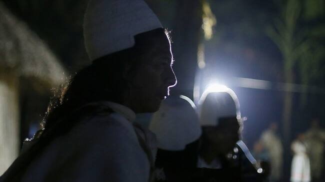 Indígenas arhuacos en Pueblo Bello denuncian fraude electoral. Foto: Colprensa