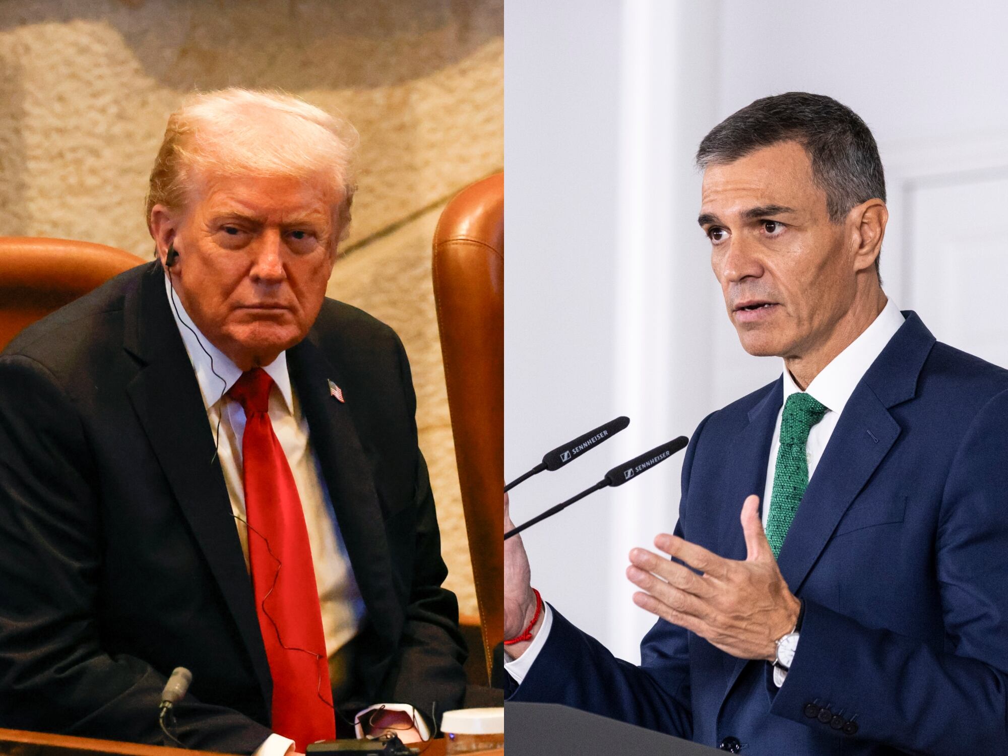 Donald Trump y Pedro Sánchez. Foto: Jalaa Marey - Pool/ Pablo Blazquez Dominguez/Getty Images.