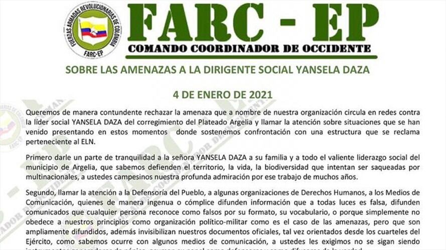 Este documento circuló después de las denuncias realizadas por la Defensoría del Pueblo . Foto: Cortesía