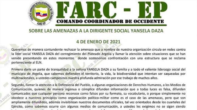 Este documento circuló después de las denuncias realizadas por la Defensoría del Pueblo . Foto: Cortesía