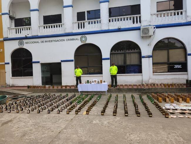 Licor adulterado incautado en el sur de Montería. Foto: Policía Nacional.