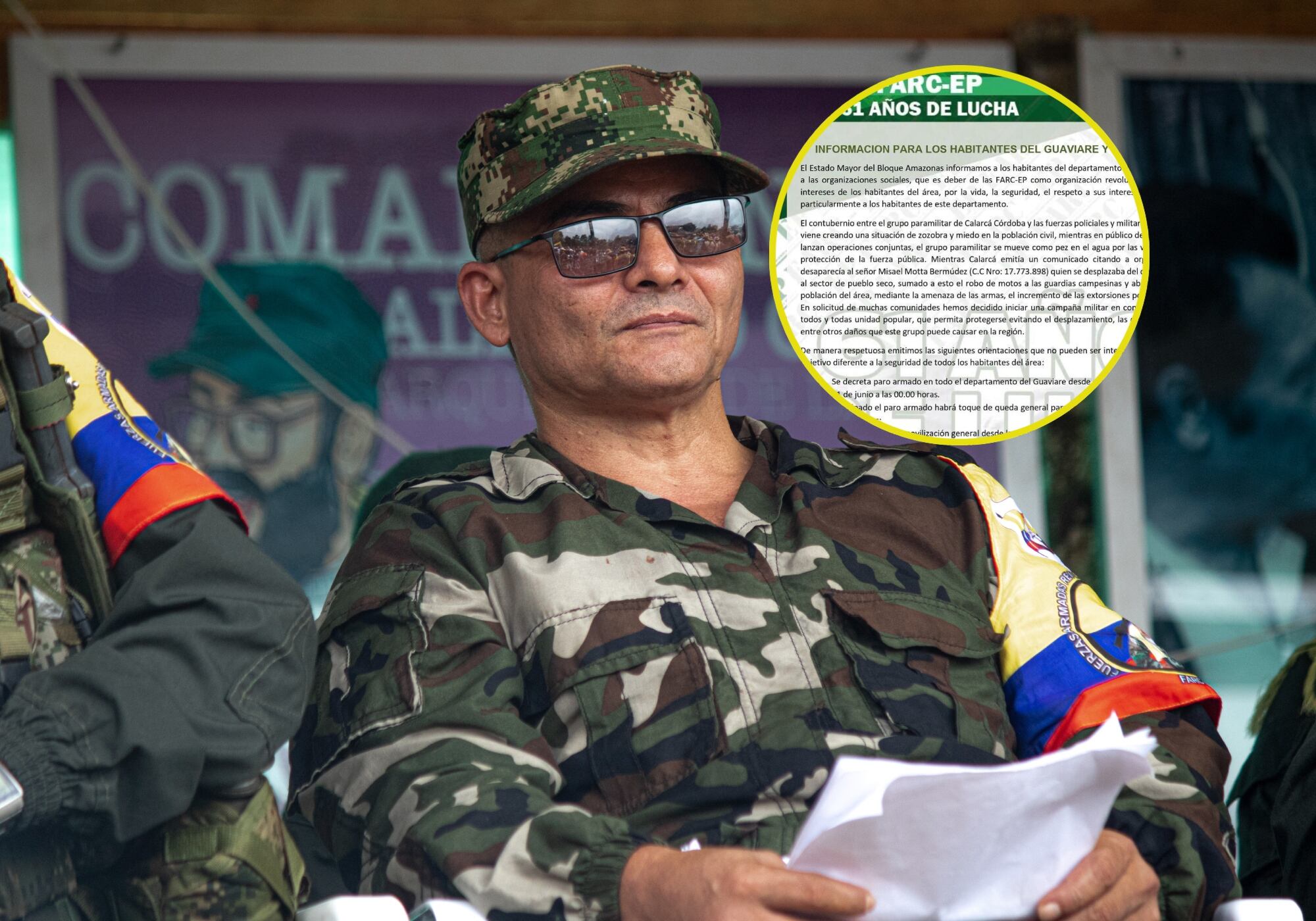 Disidencias de las Farc al mando de ‘Iván Mordisco’ declaran paro armado en Guaviare del 16 al 21 de junio. Foto: Getty Images y Caracol Radio.