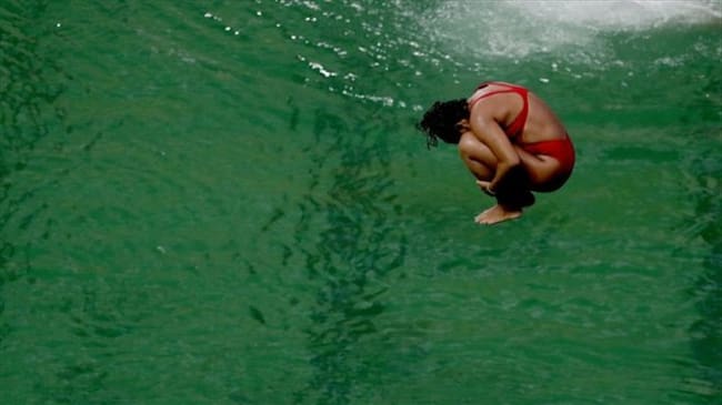 La piscina de clavados de Río 2016 se tiñó de verde este martes.. Foto: BBC Mundo