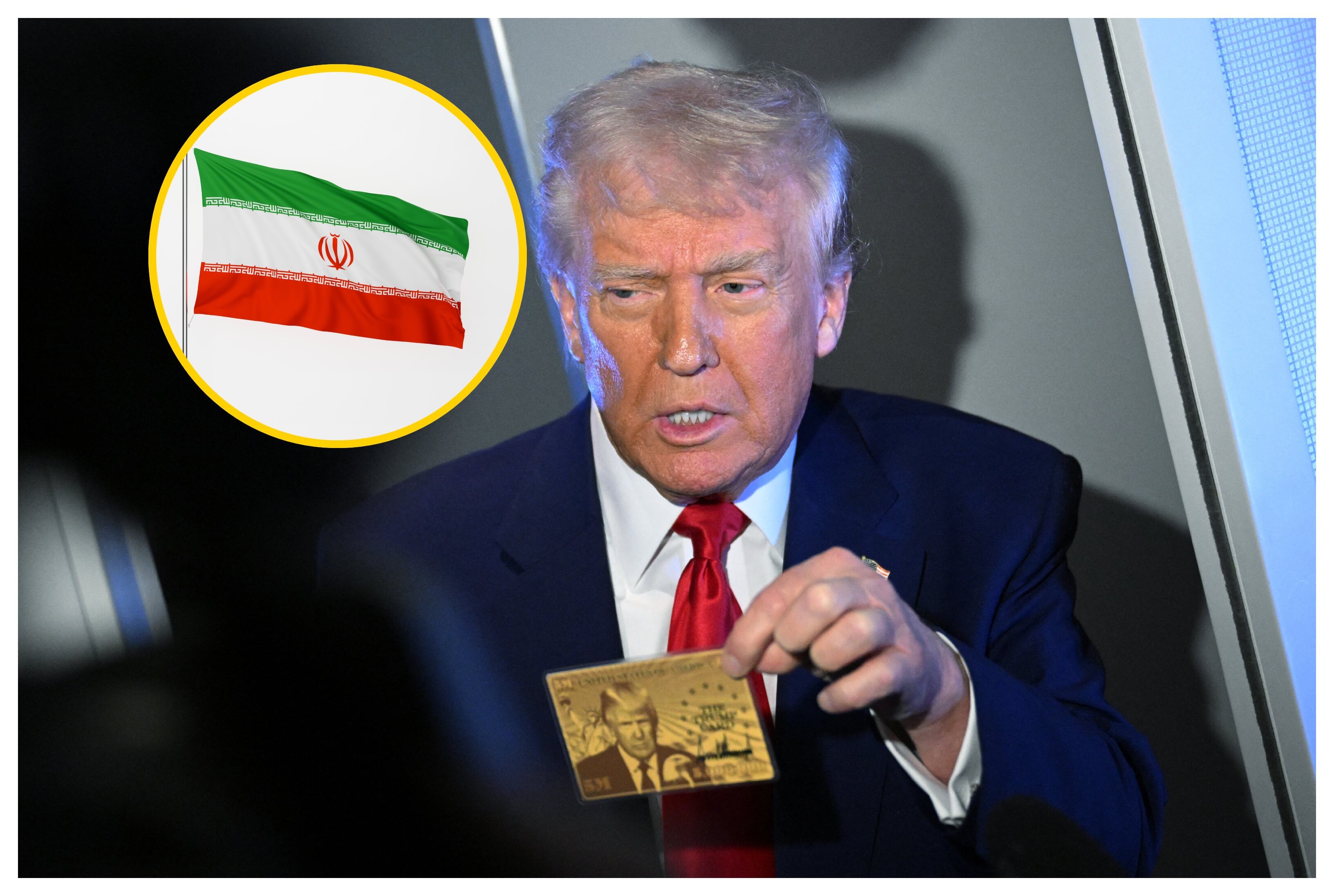 Donald Trump y bandera de Irán. Foto: MANDEL NGAN/AFP via Getty Images.
