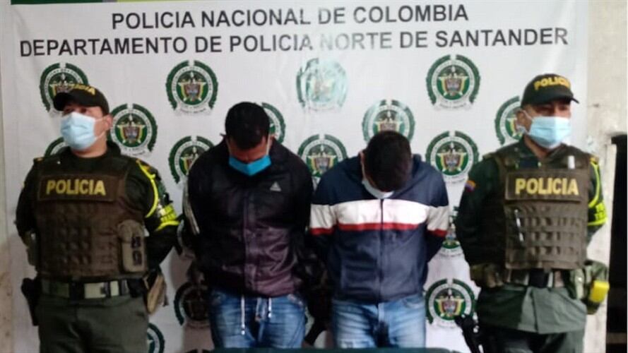 Capturados dos hombres con explosivos en Norte de Santander. Foto: Cortesía