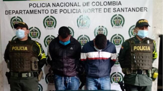 Capturados dos hombres con explosivos en Norte de Santander. Foto: Cortesía