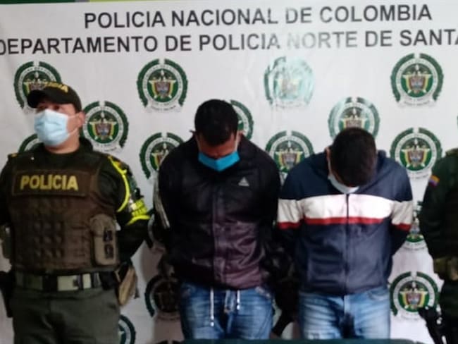 Capturados dos hombres con explosivos en Norte de Santander. Foto: Cortesía