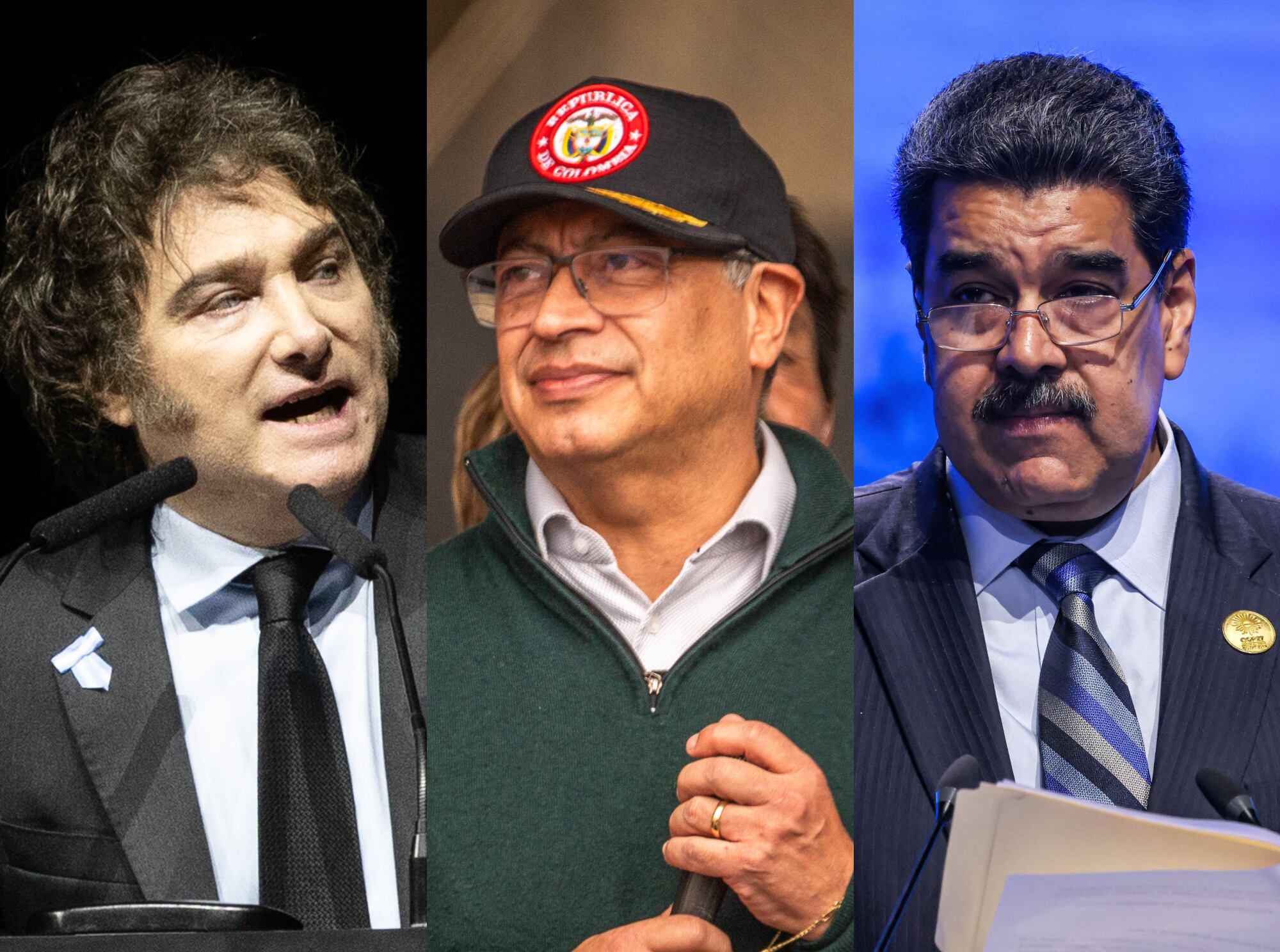 Javier Milei, Gustavo Petro y Nicolás Maduro | Fotos: GettyImages