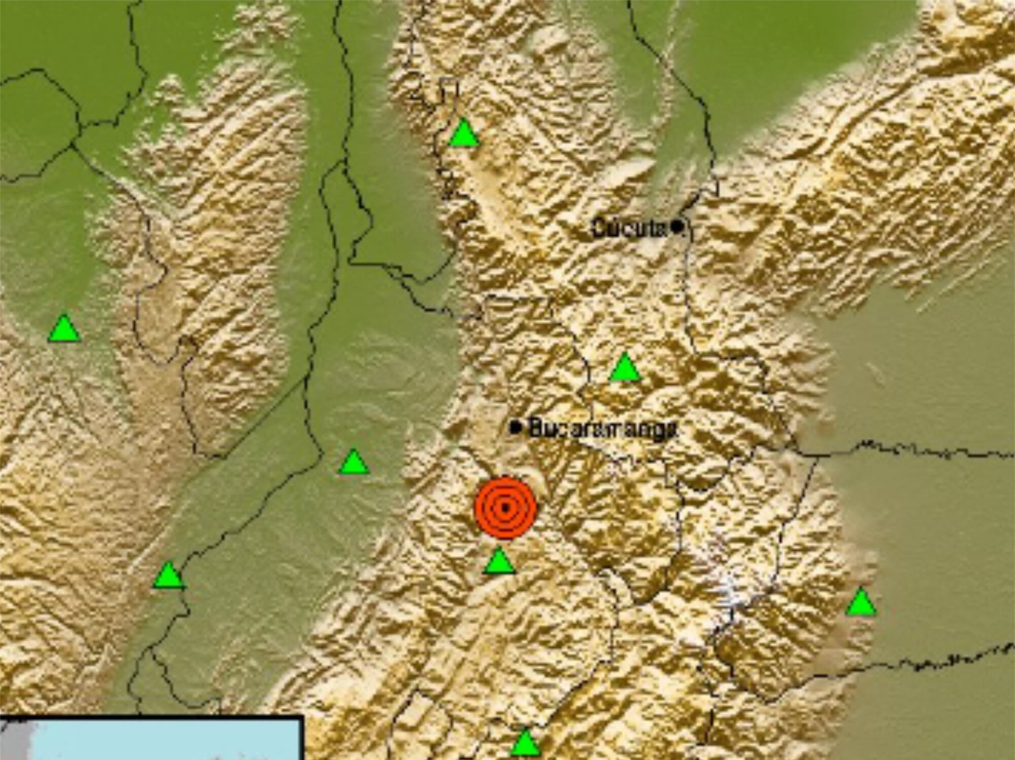 Sismo en Los Santos. Foto: Servicio Geológico Colombiano