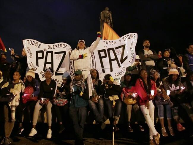 Foto de la velatón por los líderes sociales, en Bogotá. Foto: Colprensa