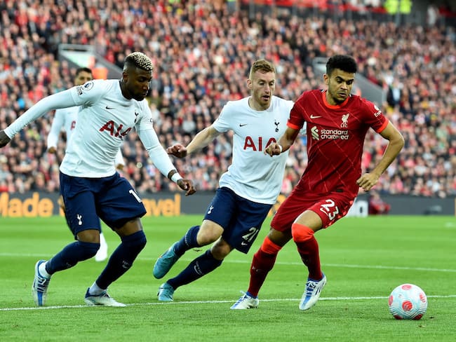 Luis Diaz del Liverpool frente a Tottenham. (Photo by Andrew Powell/Liverpool FC via Getty Images)