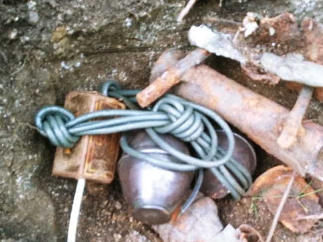 Encuentran campo con artefactos explosivos en Páez, Cauca. Foto: Cortesía: Hermes Pete