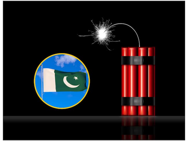 Referencia de explosivos y bandera de Pakistán. Foto: Wong Yu Liang y Sean Gladwell.