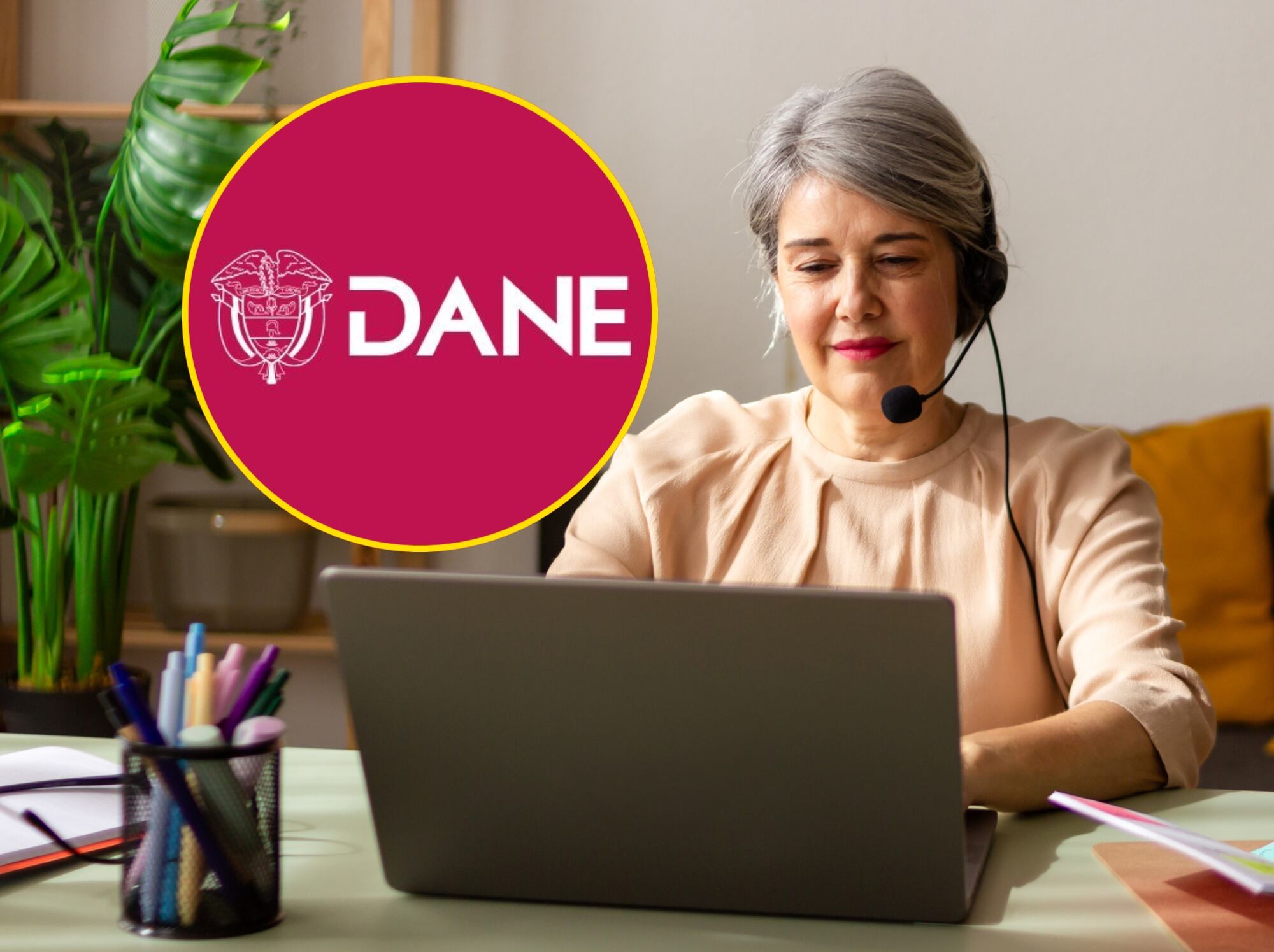Logo del DANE e imagen de referencia de estudio en casa. Foto: X @DANE_Colombia / Getty Images