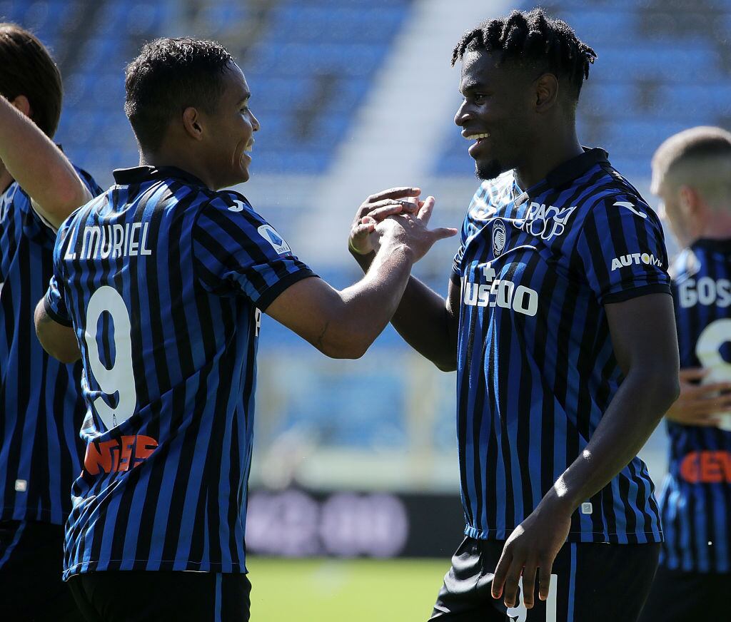 Los colombianos Duván Zapata y Luis Muriel en el Atalanta. (Photo by Giuseppe Cottini/NurPhoto via Getty Images)