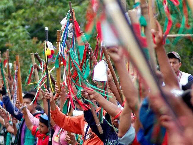 Aplicarán justicia indígena a tres sujetos que portaban armas en Silvia, Cauca. Foto: Colprensa