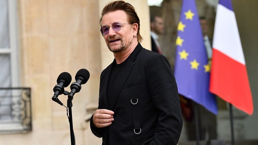 Bono en el Palacio del Elíseo en París. Foto: Agencia Anadolu