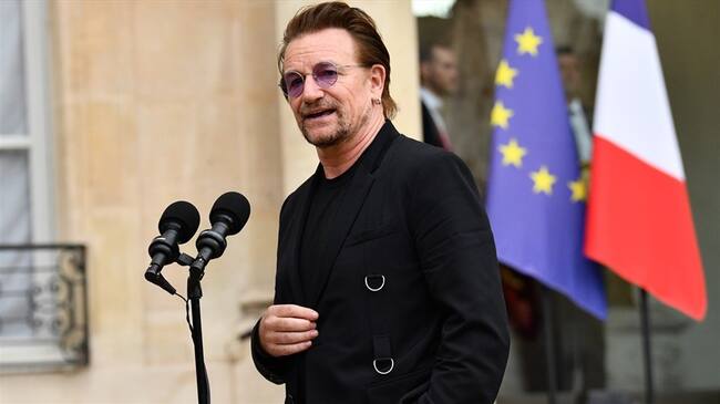 Bono en el Palacio del Elíseo en París. Foto: Agencia Anadolu