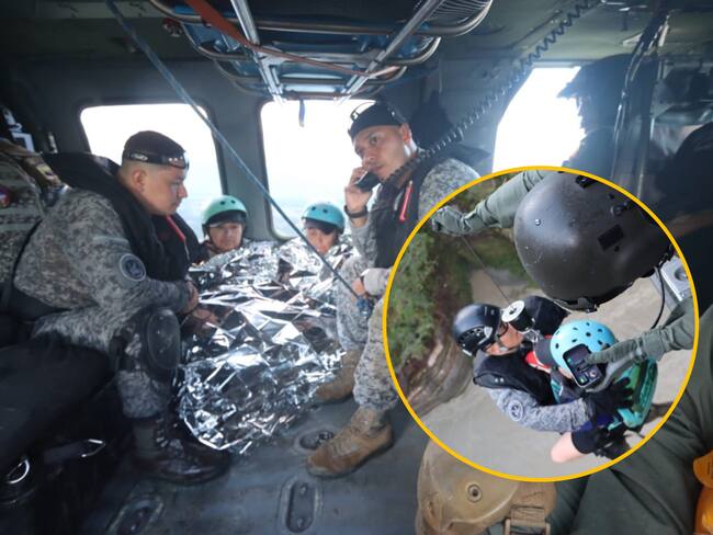 Rescate de dos mujeres en el río Güejar. Foto: Fuerza Aeroespacial
