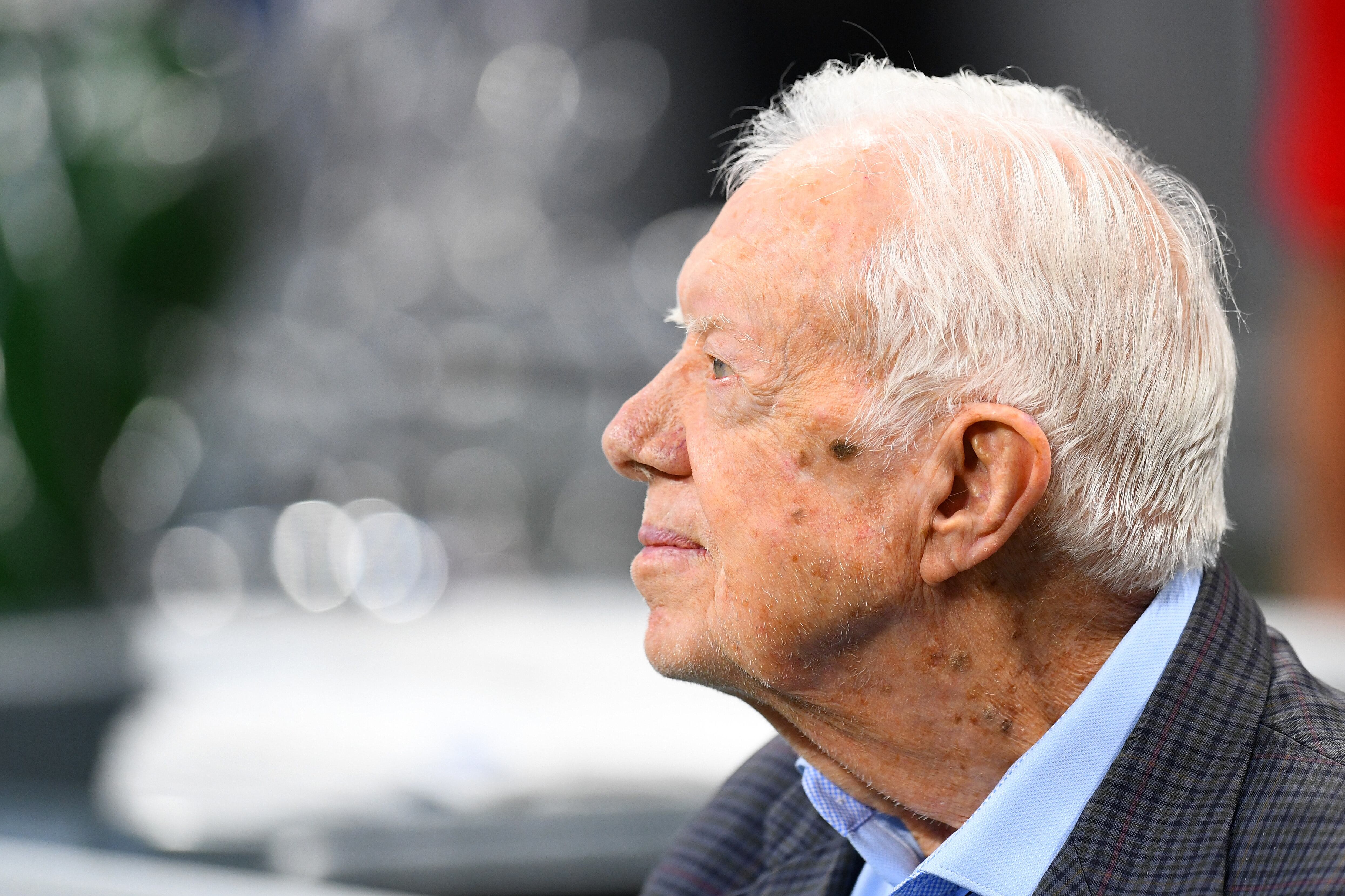 ATLANTA, GA - SEPTEMBER 30: Former president Jimmy Carter prior to the game between the Atlanta Falcons and the Cincinnati Bengals at Mercedes-Benz Stadium on September 30, 2018 in Atlanta, Georgia. (Photo by Scott Cunningham/Getty Images)