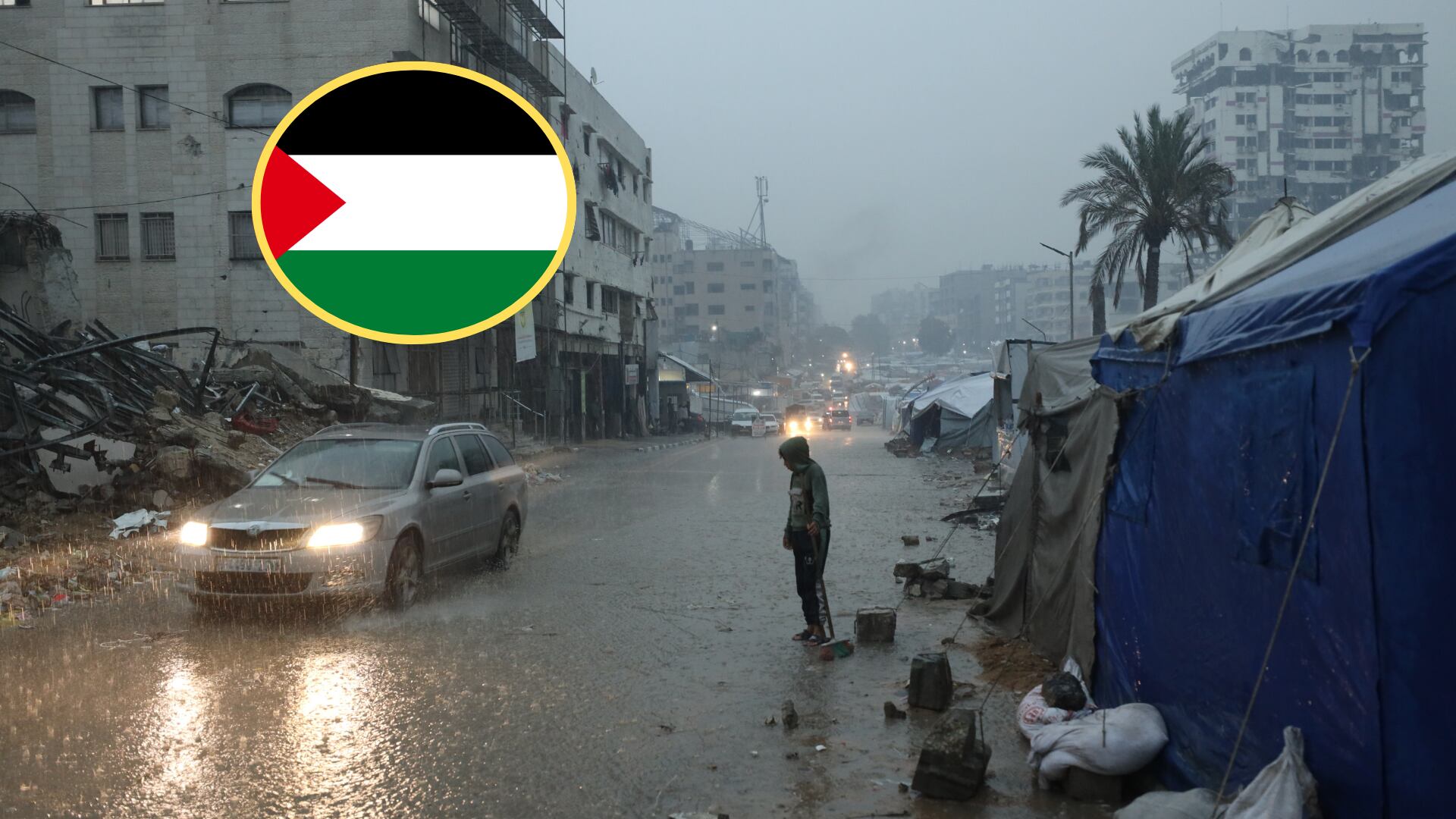 Condiciones climáticas en Gaza. Foto: Khames Alrefi/Anadolu via Getty Images.Palestina. Foto: Getty Images.
