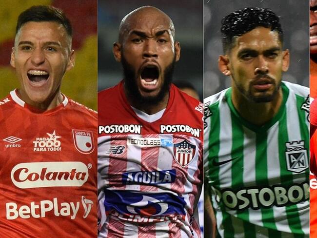 Santa Fe, Junior, Atlético Nacional y América de Cali. Foto: Cortesía Dimayor - JUAN BARRETO/AFP - JOAQUIN SARMIENTO/AFP - Cortesía Dimayor
