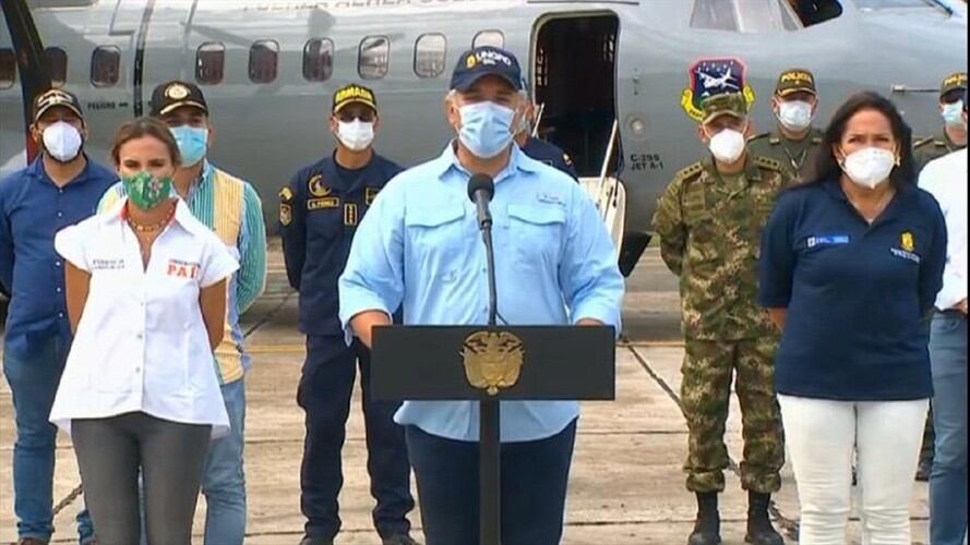 El presidente Iván Duque aseguró que no hay evidencia científica sobre la llegada, al país, de la nueva cepa del COVID-19 identificada en el Reino Unido. . Foto: Cortesía Presidencia