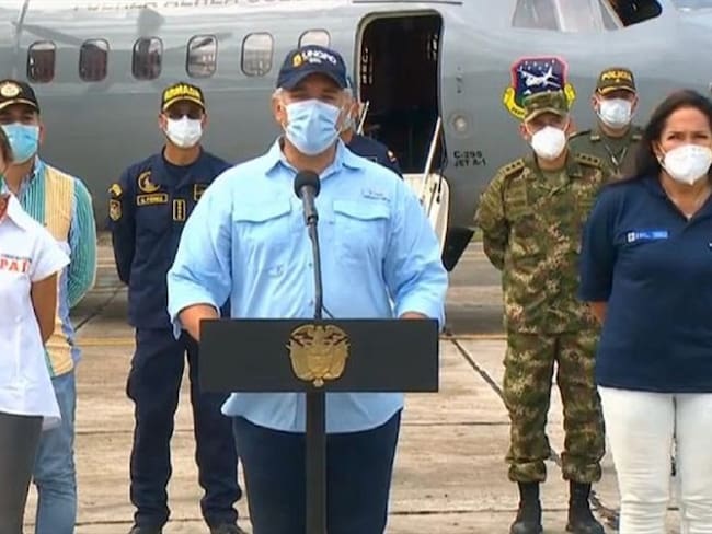 El presidente Iván Duque aseguró que no hay evidencia científica sobre la llegada, al país, de la nueva cepa del COVID-19 identificada en el Reino Unido. . Foto: Cortesía Presidencia