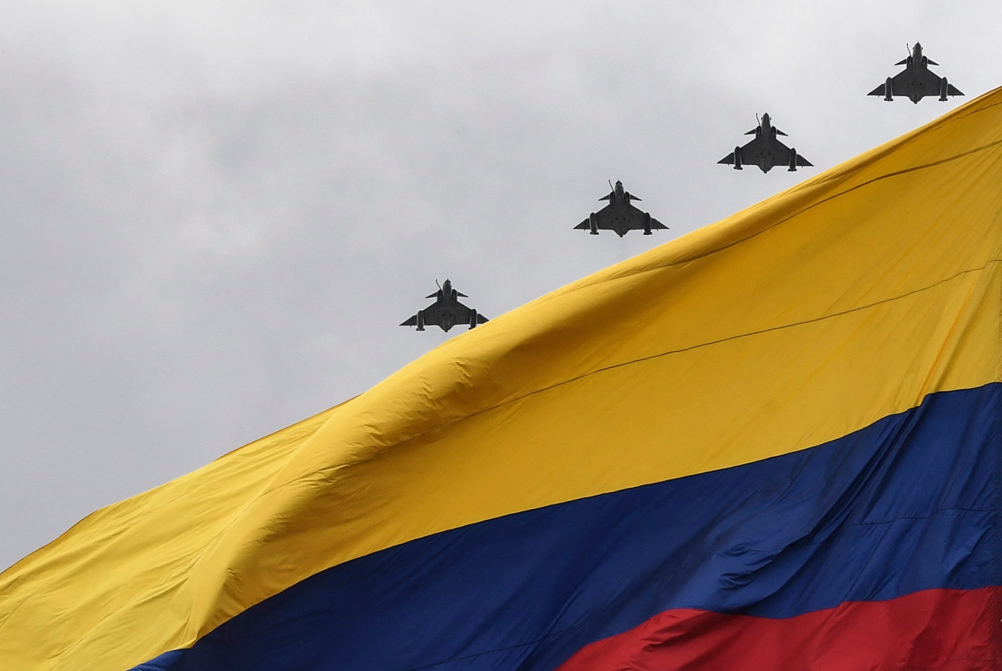 Aviones Kfir de Colombia. (Photo by JUAN BARRETO/AFP via Getty Images)
