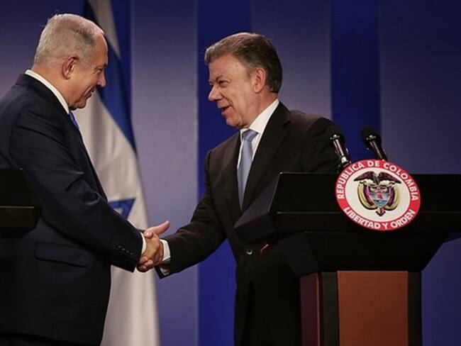 Rueda de prensa entre el Presidente Santos y el Primer Ministro de Israel, Benjamín Netanyahu. Foto: Colprensa