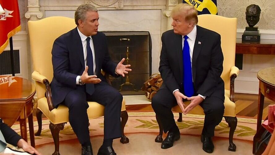 Presidente Duque durante el encuentro con su homólogo estadounidense, Donald Trump. Foto: Colprensa