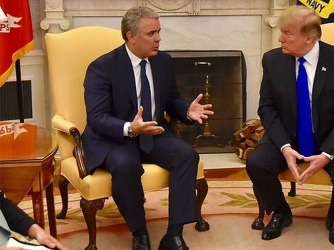 Presidente Duque durante el encuentro con su homólogo estadounidense, Donald Trump. Foto: Colprensa