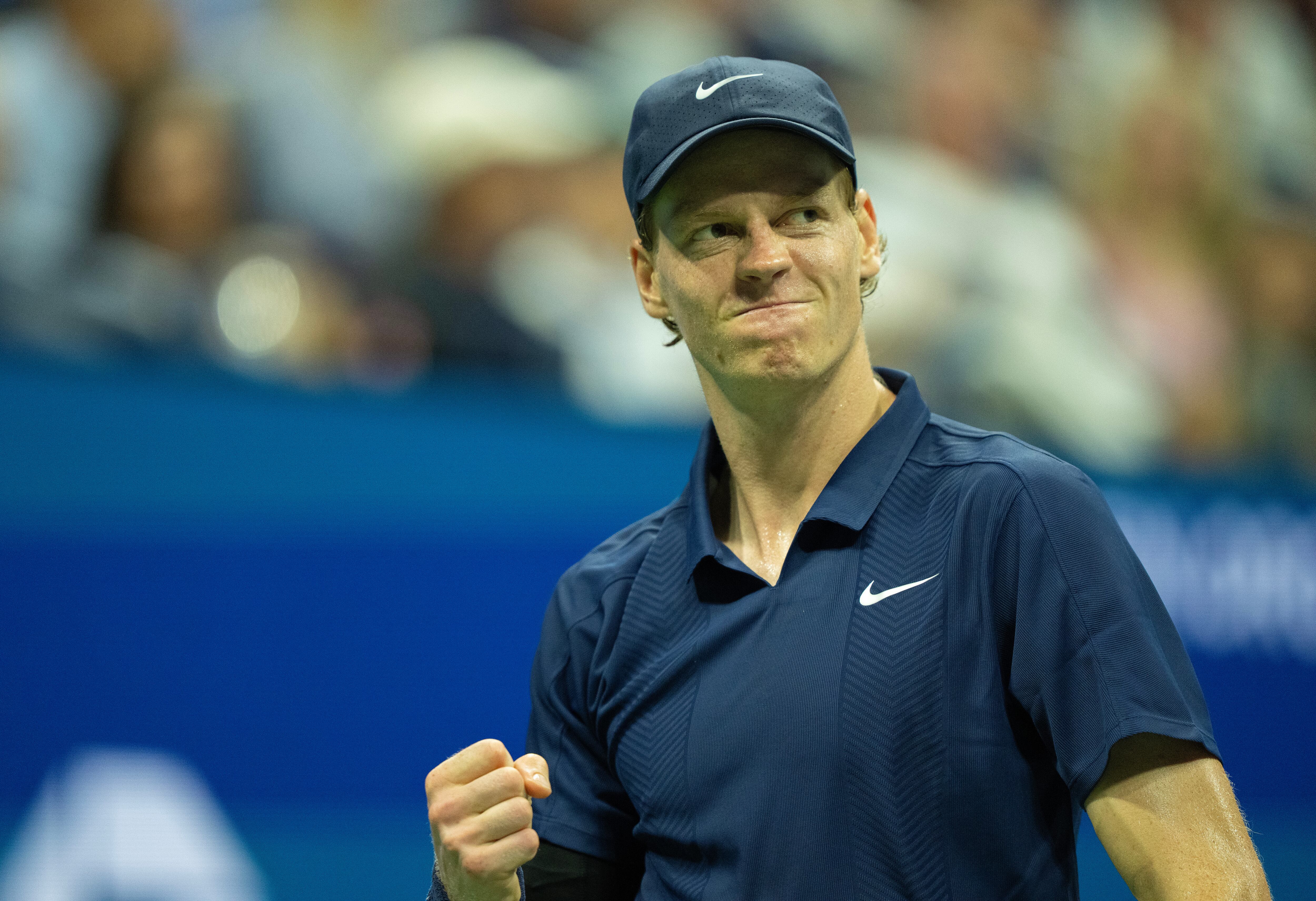 Jannik Sinner celebra durante su encuentro ante Felix Auger-Aliassime en las semifinales del US Open 2025. FOTO: Susan Mullane/ISI Photos/ISI Photos via Getty Images