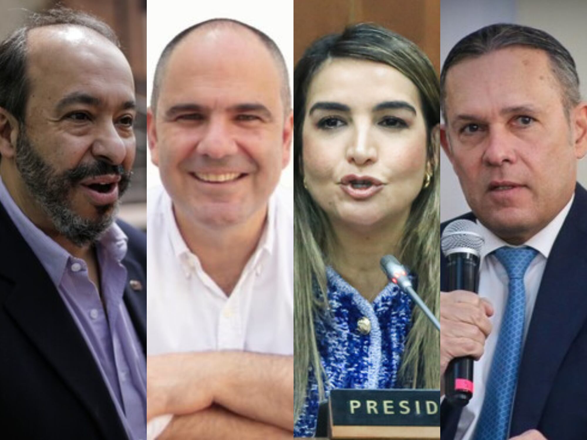 Germán Córdoba, Gabriel Vallejo, Nadia Blel y Efraín Cepeda. Foto:  (Colprensa-Sergio Acero) / X @GabrielJVallejo /  (Colprensa - Catalina Olaya) / (Colprensa-Senado).