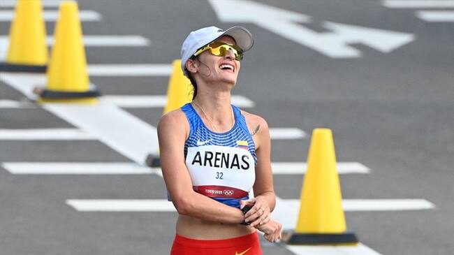Lorena Arenas, en la disciplina de marcha, logró una importante e histórica hazaña en los Olímpicos de Tokio. Foto: CHARLY TRIBALLEAU/AFP via Getty Images