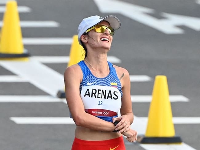 Lorena Arenas, en la disciplina de marcha, logró una importante e histórica hazaña en los Olímpicos de Tokio. Foto: CHARLY TRIBALLEAU/AFP via Getty Images