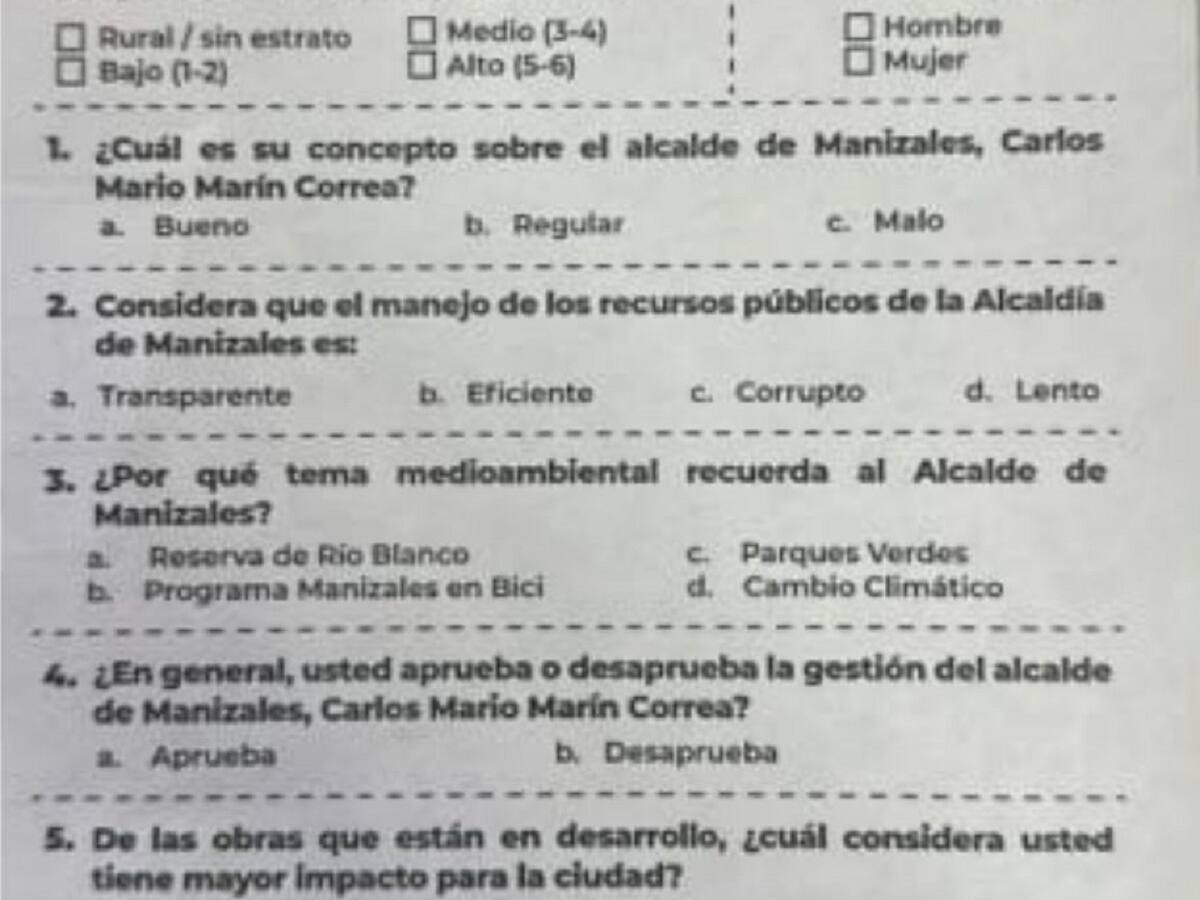Encuesta de la Alcaldía de Manizales genera controversia por recolectar datos
