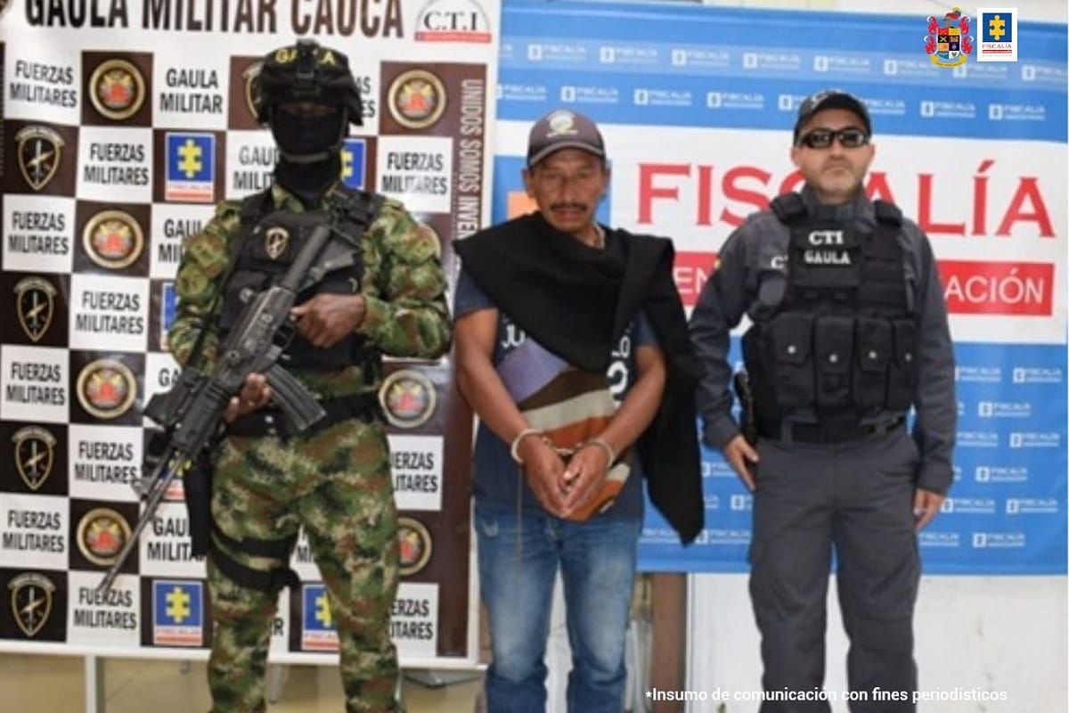 Alias 'El Viejo', fue capturado en el municipio de Silvia. Crédito: Fiscalía.