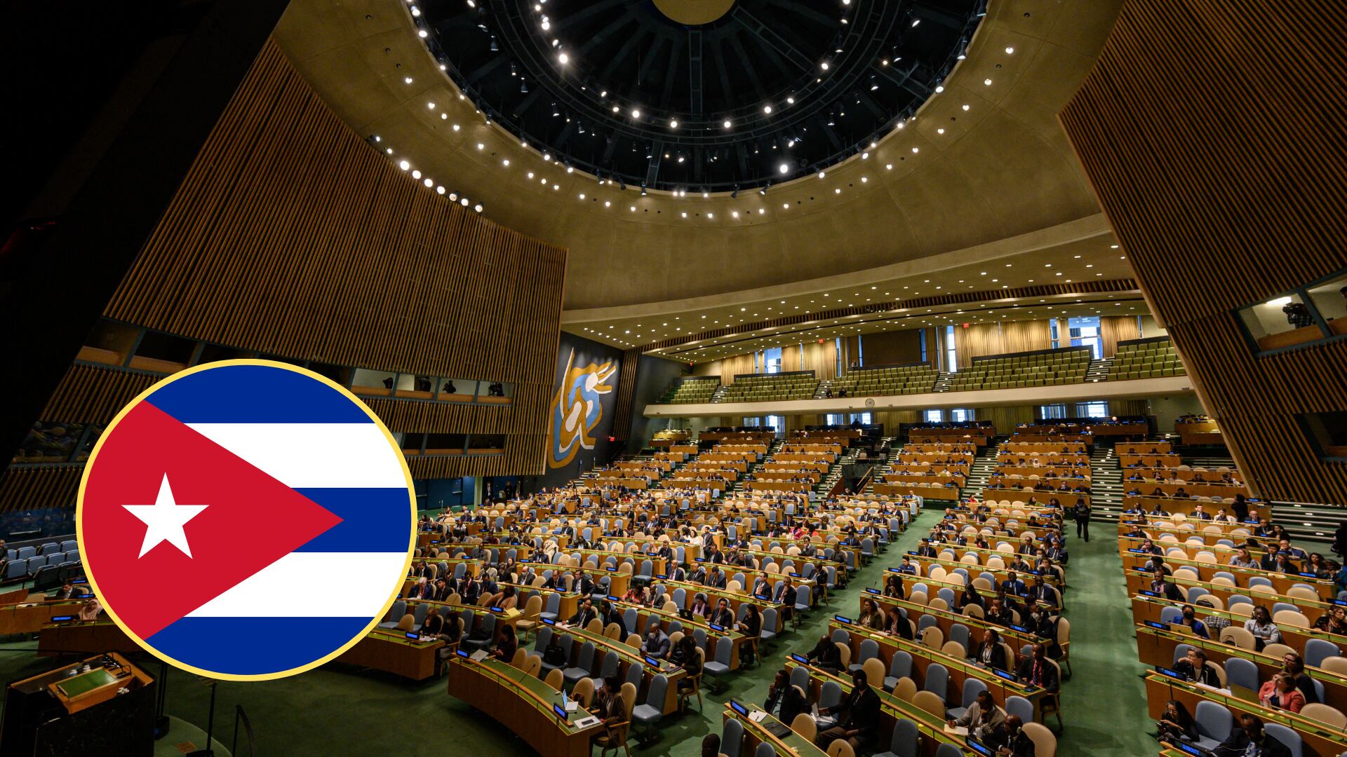 Asamblea de la ONU, bandera de cuba. Foto:  ED JONES/AFP via Getty Images/Getty Images