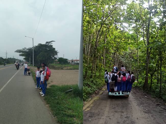 Niños en Apartadó y Jamundí arriesgan su vida para llegar al colegio. Foto: Cortesía para Sigue La W.
