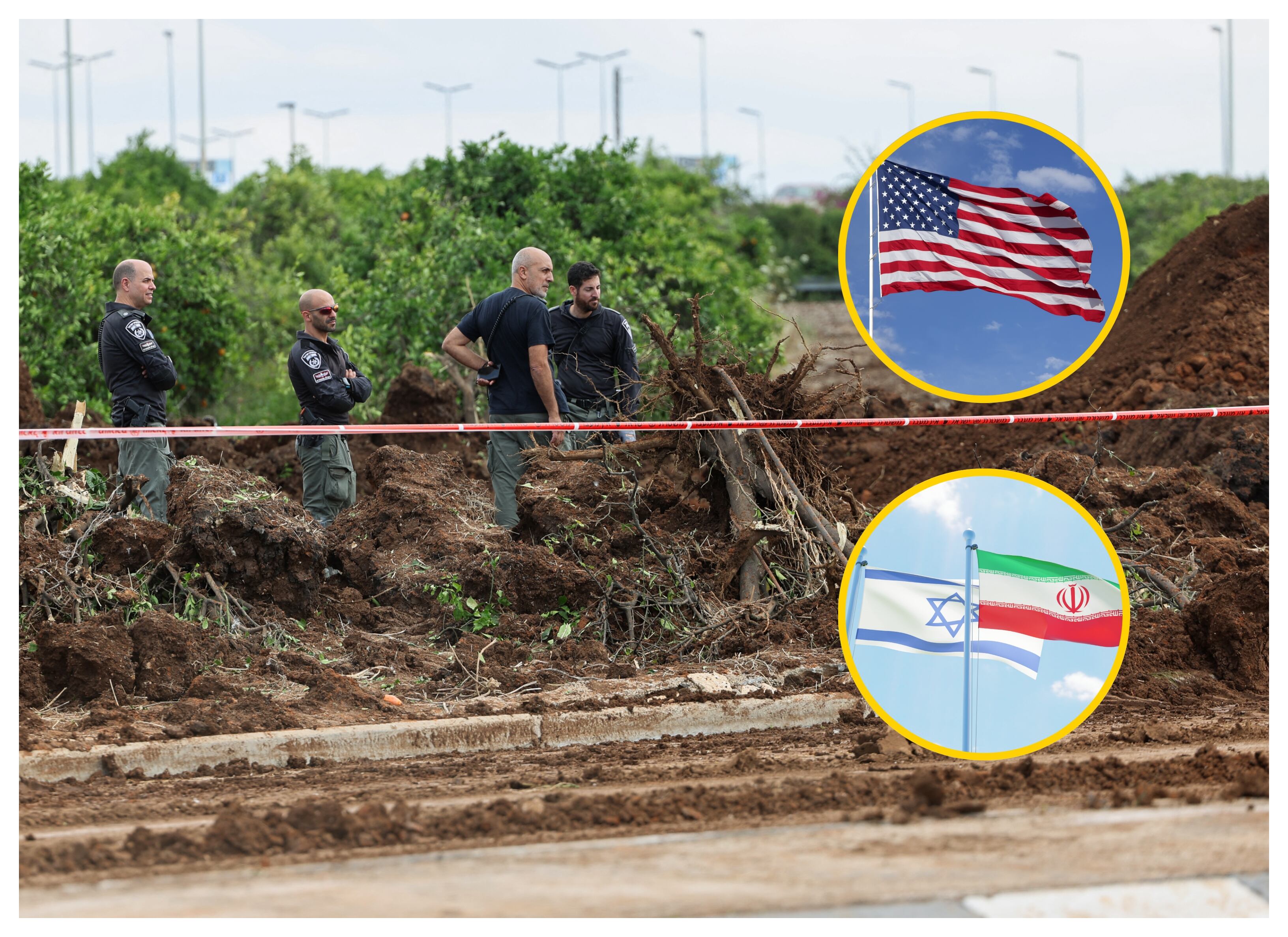 Conflicto en Yemen, bandera de EE.UU., Israel e Irán. Foto:  JACK GUEZ/AFP, Aleksandra Aleschenko, Royce Bair vía Getty Images.