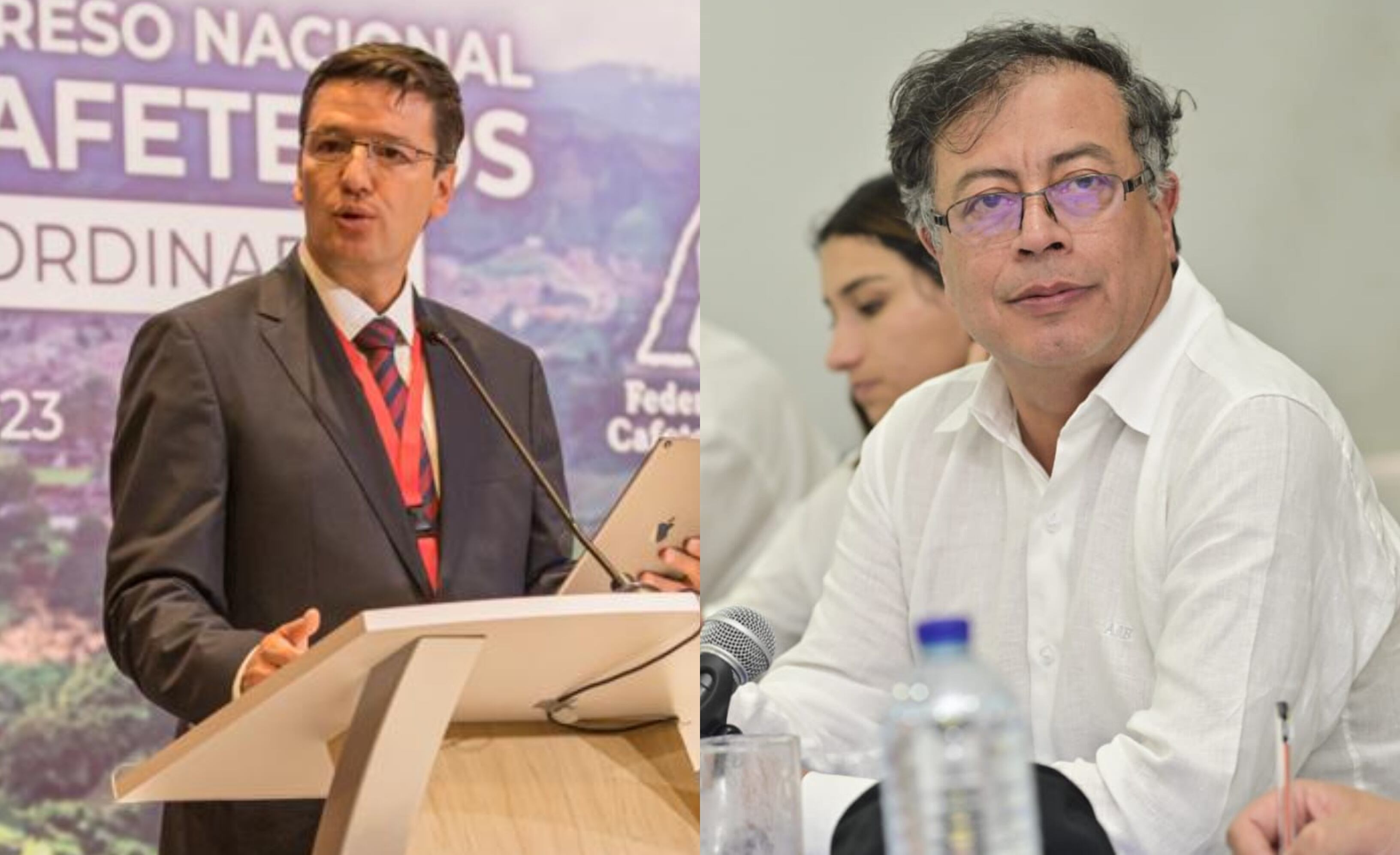 Nuevo presidente de la FNC Germán Bahamón y el presidente de la República, Gustavo Petro. Fotos: Colprensa.