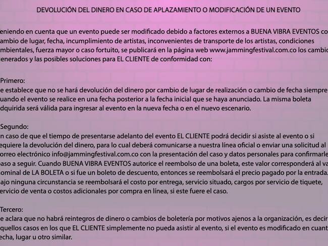 Términos y condiciones del Jamming