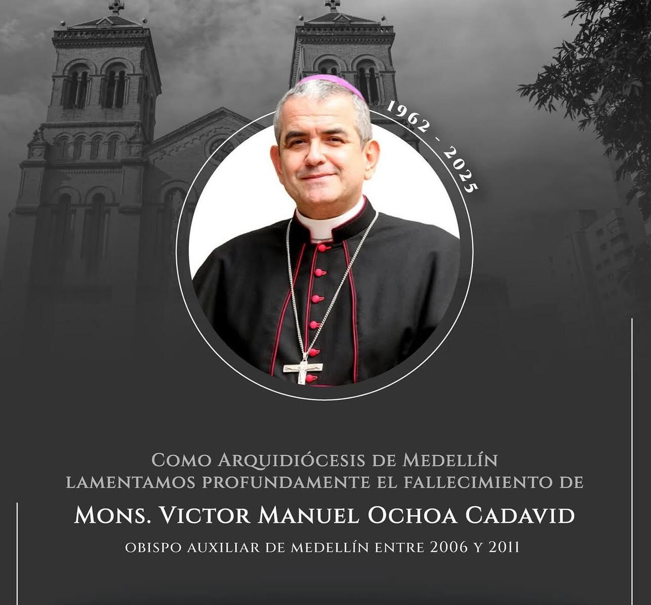 Monseñor Víctor Manuel Ochoa Cadavid, exobispo auxiliar de Medellín. Foto: Arquidiócesis de Medellín.