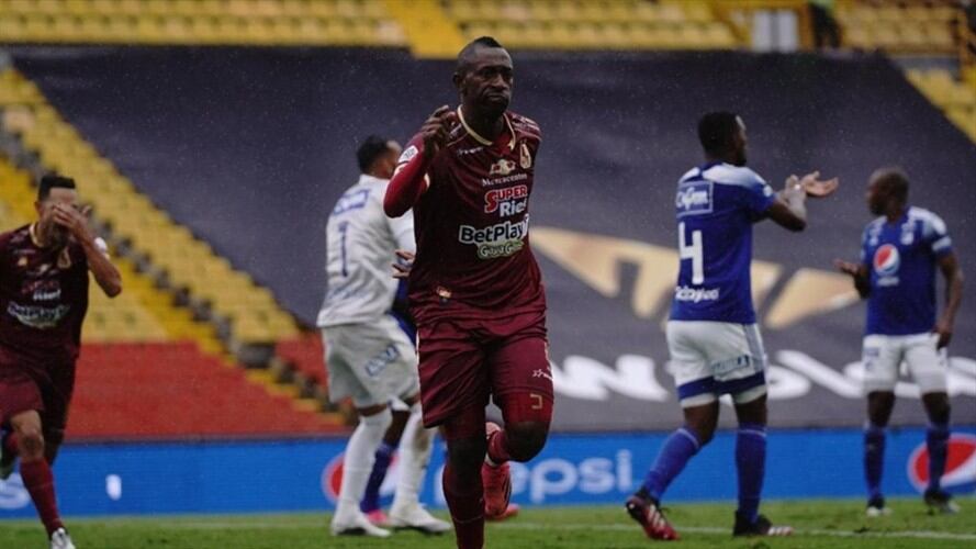 Juan Caicedo anotó en la final ante Millonarios. Foto: Dimayor
