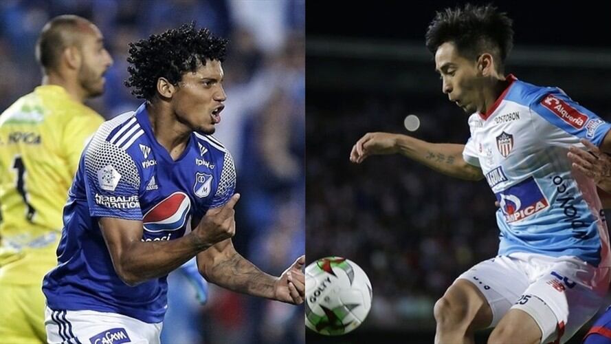 Jugador de Millonarios calienta el partido ante Junior. Foto: Colprensa