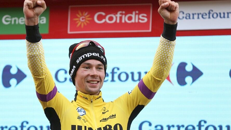 El esloveno se había enfundado el maillot rojo en la contrarreloj de la 10ª etapa y no ha vuelto quitárselo para ganar su primera gran vuelta. Foto: