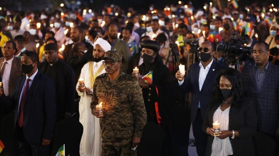 Homenaje a las vícitmas del conflicto con los rebeledes de Tigray en Etiopía. Foto: Getty Images
