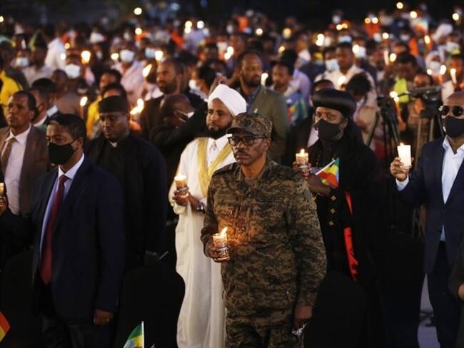 Homenaje a las vícitmas del conflicto con los rebeledes de Tigray en Etiopía. Foto: Getty Images